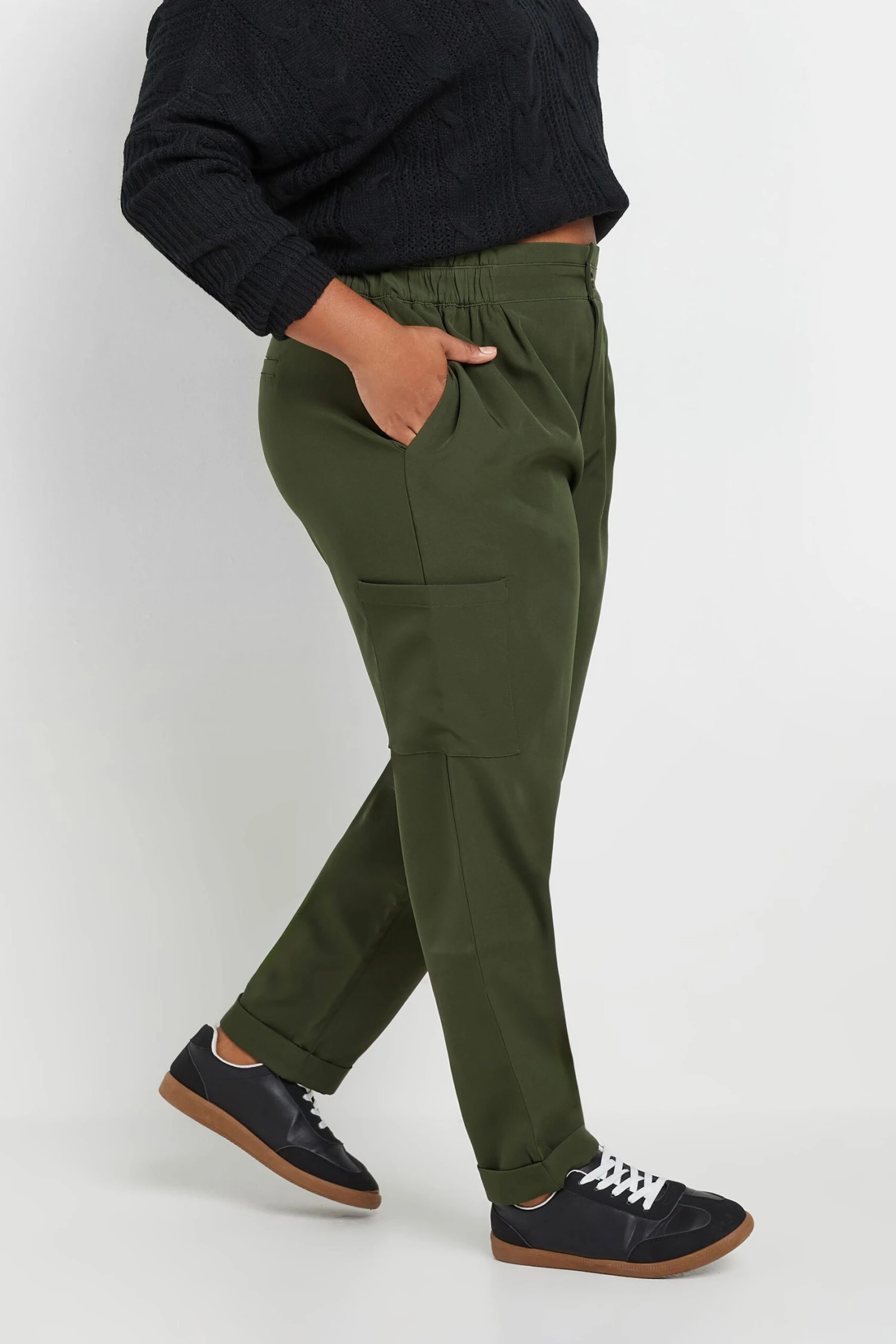 YOURS - Pantalon Cargo Vert Kaki Taille Plissé Coupe Droite 4 YOURS - Pantalon Cargo Vert Kaki Taille Plissé Coupe Droite – Image 2