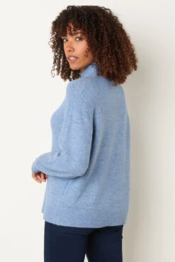 M&Co Blue Funnel Neck Balloon Sleeve Jumper 11 M&Co Blue Funnel Neck Balloon Sleeve Jumper -Evans Boutique 5b0e737a 1e0c 49 502472 C