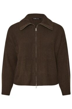 YOURS Curve Cardigan Bomber à Col En Tricot Marron -Evans Boutique 5b160950 7392 4b 280747 X