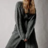 LTS Tall Charcoal Grey Cable Knit Midi Cardigan