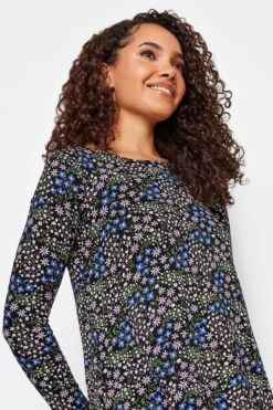 M&Co Black Floral Print Long Sleeve Top 10 M&Co Black Floral Print Long Sleeve Top -Evans Boutique 5bbe3597 12e3 40 501173 D