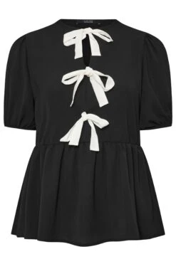 LIMITED COLLECTION - Top Noir Design Volanté & Noeuds -Evans Boutique 5c1ef3d5 32b4 4d 216247 X