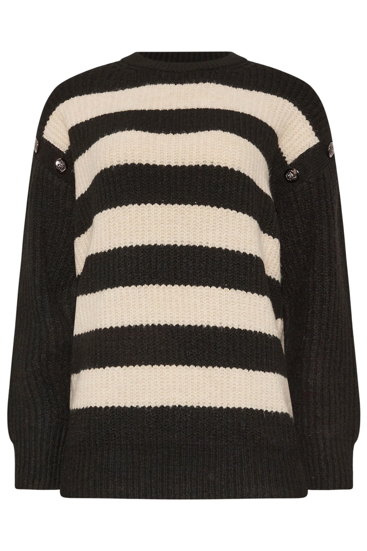 LTS Tall Black Knitted Striped Button Jumper 7 LTS Tall Black Knitted Striped Button Jumper – Image 5