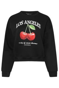 YOURS - Sweatshirt Noir 'Los Angeles' Cerises Manches Longues 15 YOURS - Sweatshirt Noir 'Los Angeles' Cerises Manches Longues -Evans Boutique 5cbe323e f81c 4f 126669 X