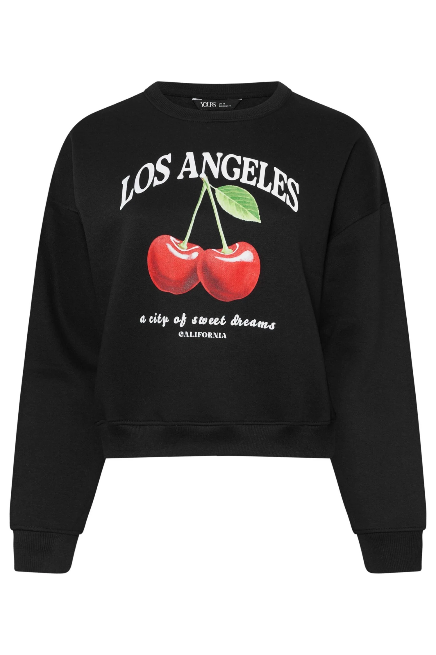 YOURS - Sweatshirt Noir 'Los Angeles' Cerises Manches Longues 9 YOURS - Sweatshirt Noir 'Los Angeles' Cerises Manches Longues – Image 7