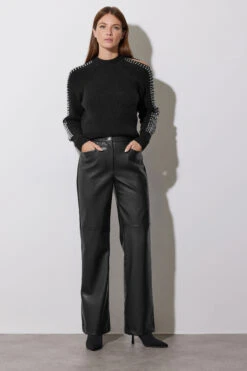 STAR Black Embellished Sleeve Jumper 9 STAR Black Embellished Sleeve Jumper -Evans Boutique 5cfce9d5 43aa 40 110617 A