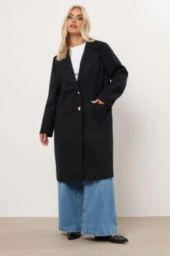 YOURS - Manteau Long Noir Formel -Evans Boutique 5d1ca8c5 c395 42 121093 B