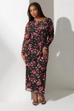 YOURS LONDON Curve Robe Longue Noire En Maille Fleurie Avec Nœud Latéral 8 YOURS LONDON Curve Robe Longue Noire En Maille Fleurie Avec Nœud Latéral -Evans Boutique 5d5494ef 67e9 4b 163335 A