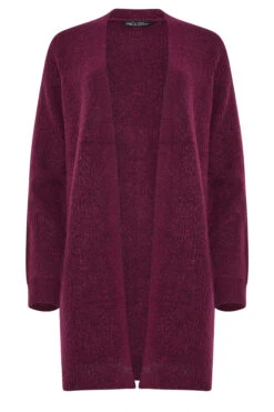 M&Co Berry Red Rib Detailed Edge To Edge Cardigan -Evans Boutique 5d5cd6ab 41d4 42 502438 X