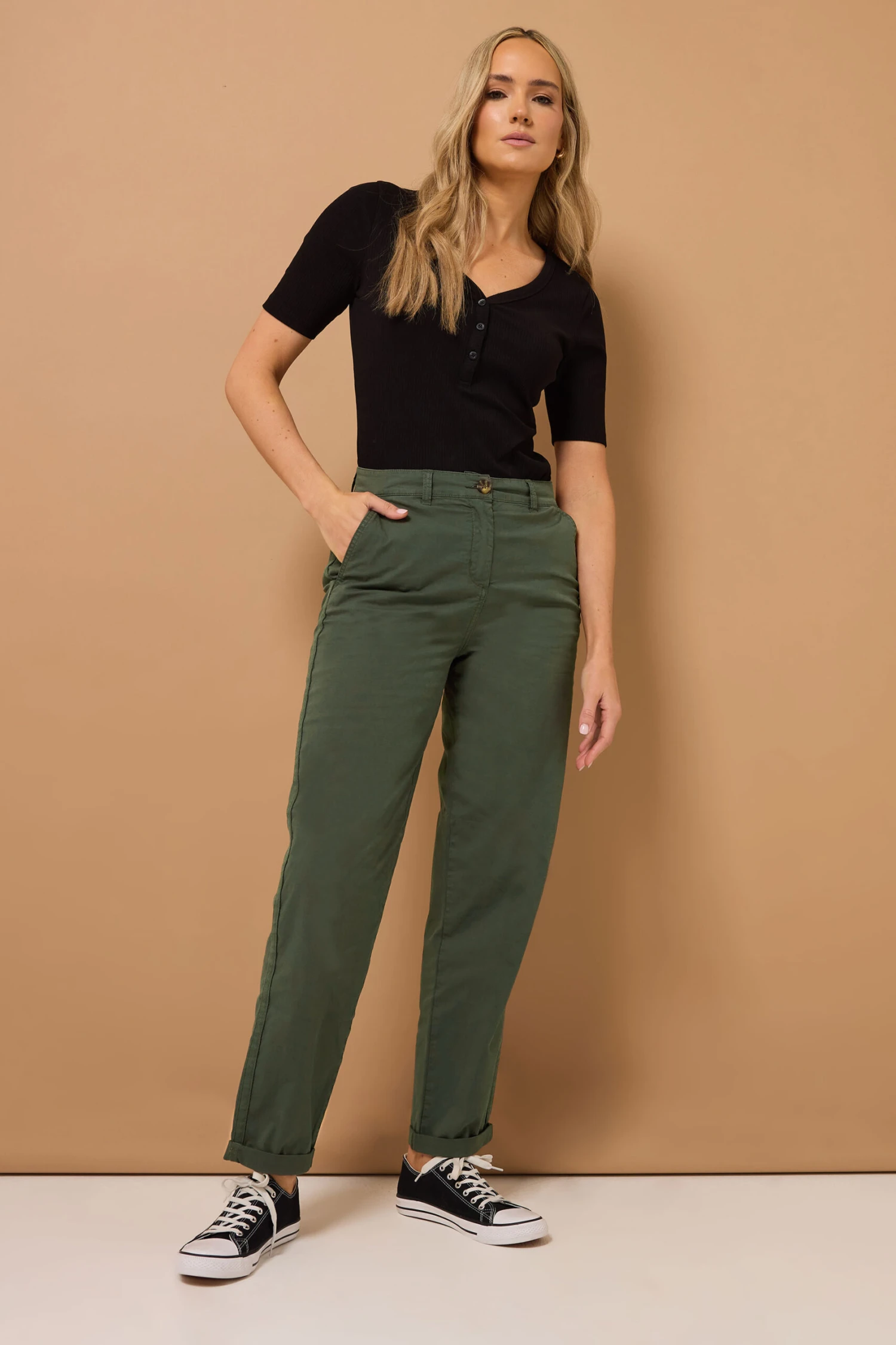 LTS Tall Khaki Green Cotton Straight Leg Chino Jeans 3 LTS Tall Khaki Green Cotton Straight Leg Chino Jeans