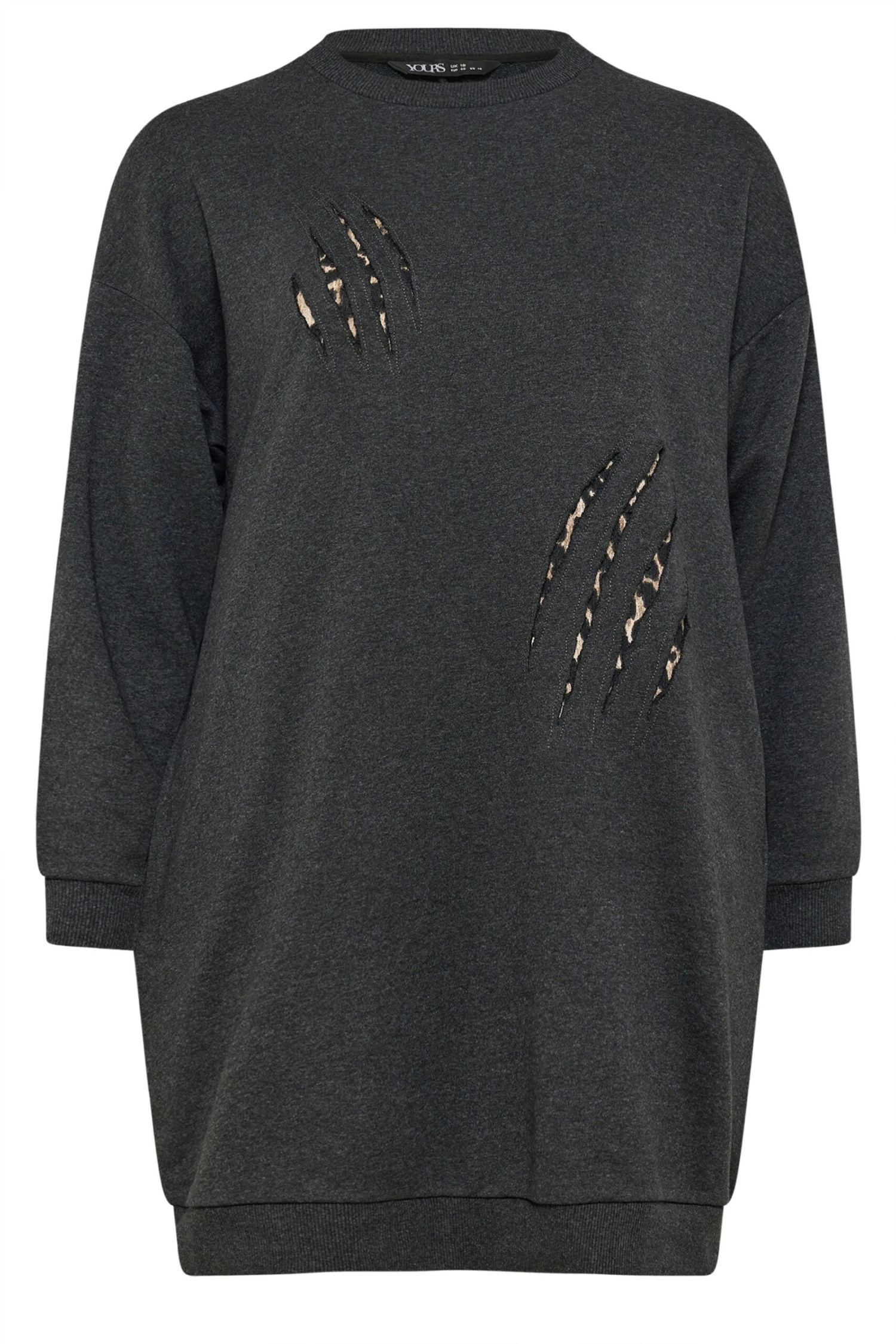 YOURS Curve Robe Sweat-shirt Grise à Imprimé Léopard 7 YOURS Curve Robe Sweat-shirt Grise à Imprimé Léopard – Image 5