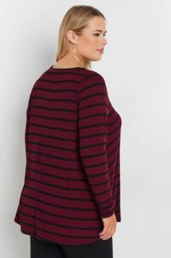 YOURS - Top Bordeaux Volanté Design Rayures Manches Longues 9 YOURS - Top Bordeaux Volanté Design Rayures Manches Longues -Evans Boutique 5df3dcb1 10c2 49 322038 C
