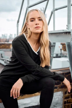 LTS Tall Black Contrast Ribbed Trim Sweatshirt