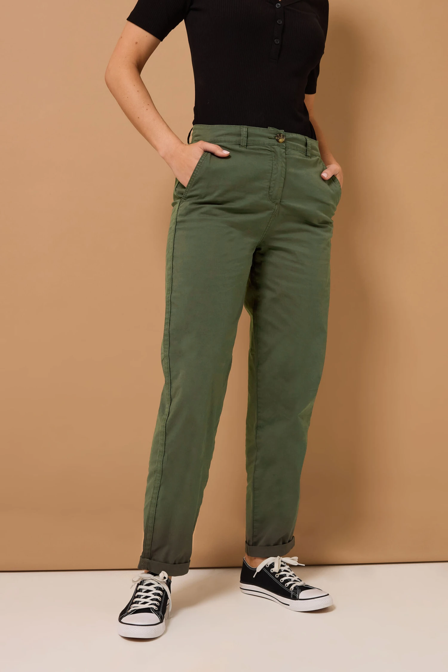 LTS Tall Khaki Green Cotton Straight Leg Chino Jeans 5 LTS Tall Khaki Green Cotton Straight Leg Chino Jeans – Image 3