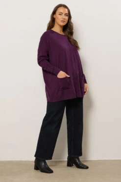 EVANS Curve Purple Soft Touch Front Seam Jumper 12 EVANS Curve Purple Soft Touch Front Seam Jumper -Evans Boutique 5ea60fb4 c4e2 42 616096 C