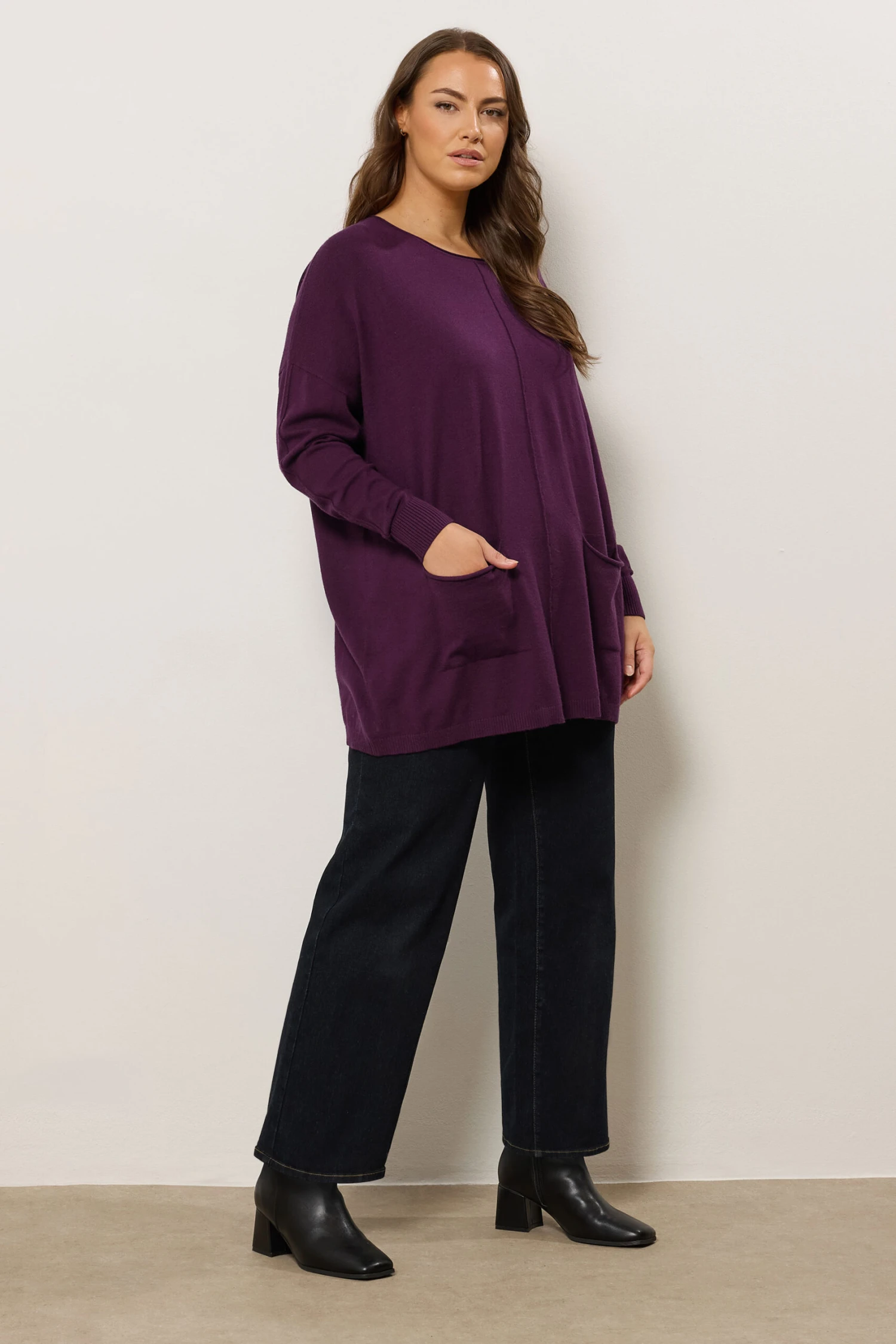 EVANS Curve Purple Soft Touch Front Seam Jumper 6 EVANS Curve Purple Soft Touch Front Seam Jumper – Image 4