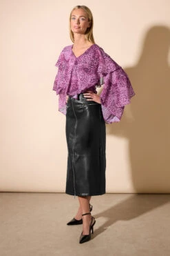 STAR Black Faux Leather Zip Detail Skirt