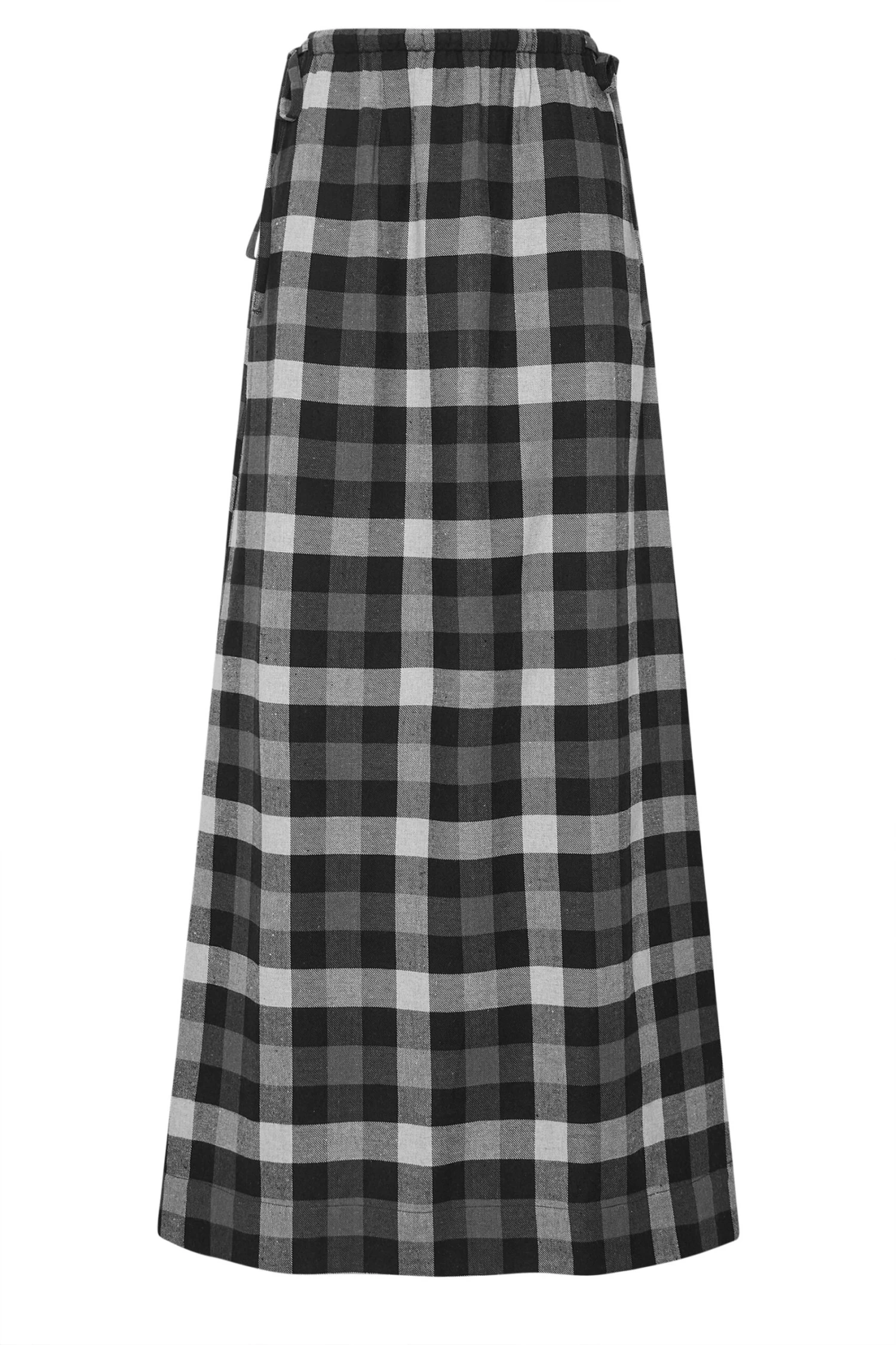 LTS Tall Black Cotton Check Side Tie Maxi Skirt 8 LTS Tall Black Cotton Check Side Tie Maxi Skirt – Image 6