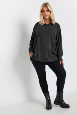 YOURS - Chemisier Noir Délavé Manches Longues 9 YOURS - Chemisier Noir Délavé Manches Longues -Evans Boutique 5f86c593 1201 4b 330597 B