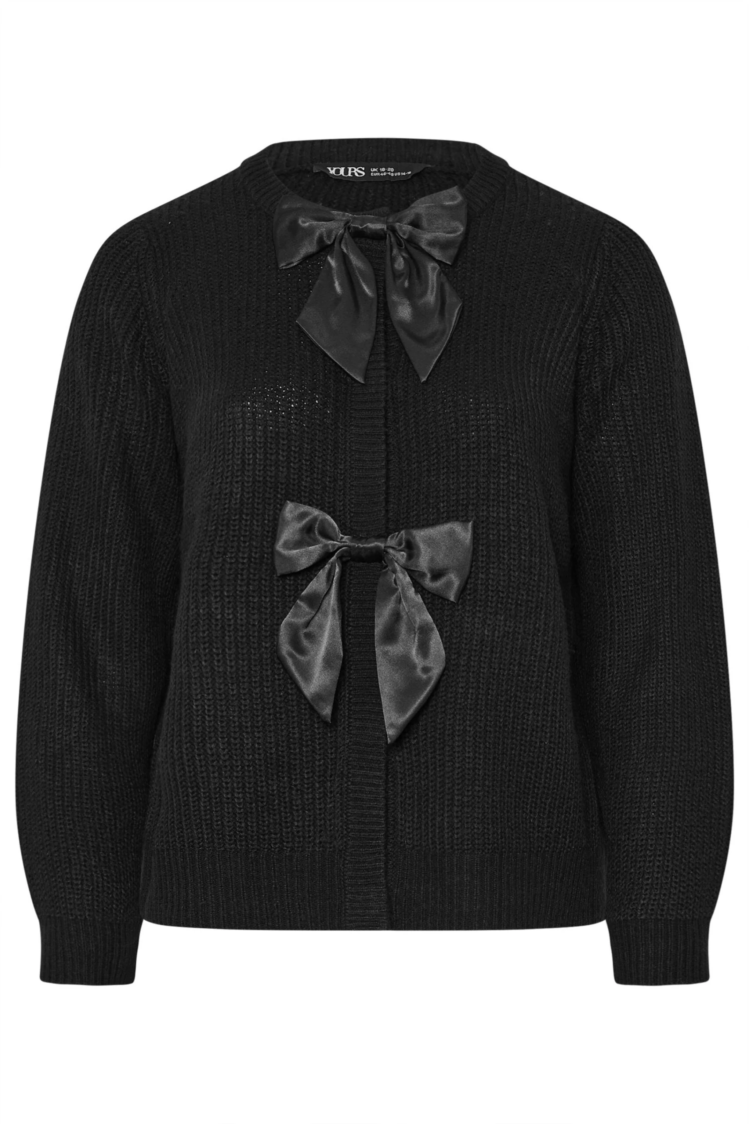 YOURS Curve Cardigan Noir En Satin Avec Nœud Sur Le Devant 8 YOURS Curve Cardigan Noir En Satin Avec Nœud Sur Le Devant – Image 6