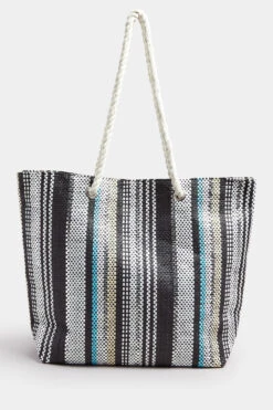 Black Woven Stripe Tote Bag -Evans Boutique 5feb980f 2f45 47 246509 P1