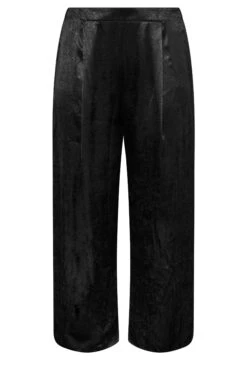 Pantalon Noir Satiné Wide Leg 10 Pantalon Noir Satiné Wide Leg -Evans Boutique 60625aee 4140 48 143176 X