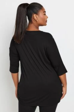 YOURS - Top Noir & Rose Volanté Empiècement Filet & Floral -Evans Boutique 60c85987 858f 4f 322208 C