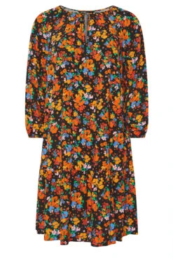 YOURS Curve Robe Mi-longue Noire Et Orange à Fleurs Et Col Noué 11 YOURS Curve Robe Mi-longue Noire Et Orange à Fleurs Et Col Noué -Evans Boutique 60dc24fa f925 44 175235 X