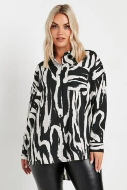 YOURS - Chemisier Oversize Noir & Blanc Design Tourbillons