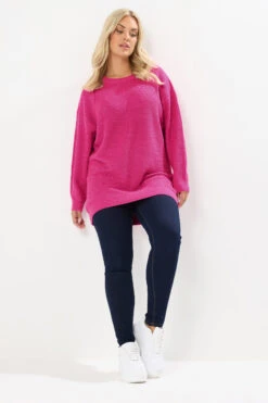 YOURS - Pull En Maille Essentiel Rose Vif -Evans Boutique 61a694fc a871 4b 280621 B