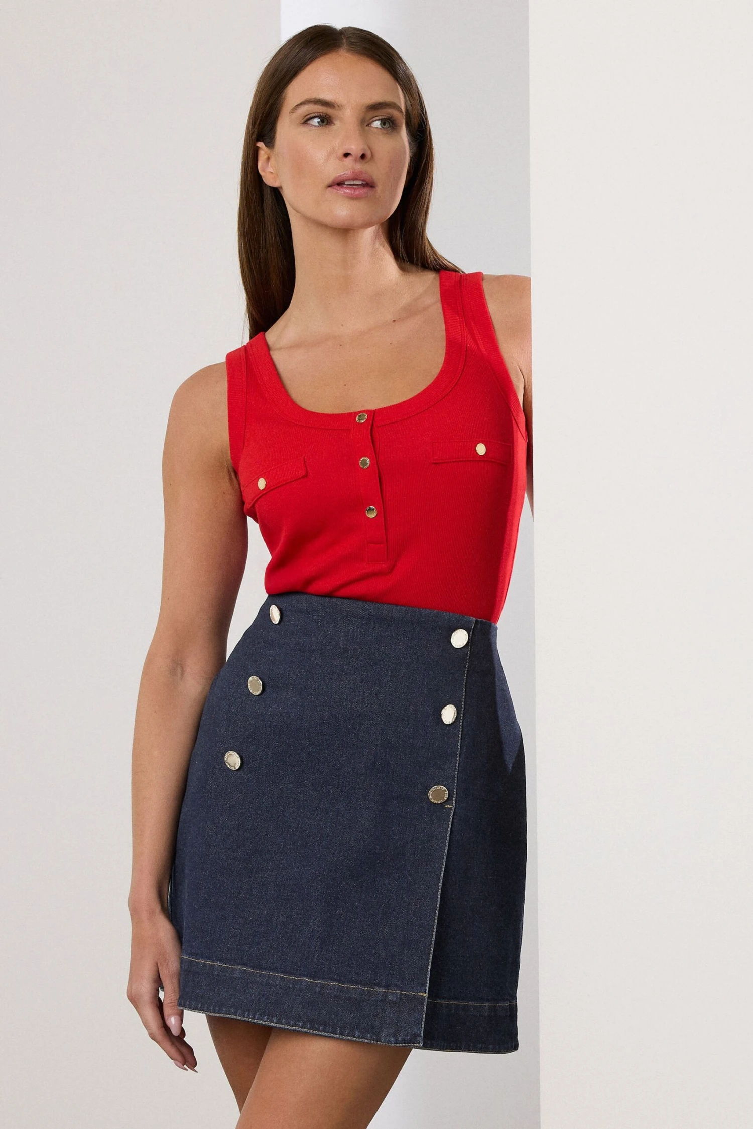 STAR Blue Denim Wrap Mini Skirt 3 STAR Blue Denim Wrap Mini Skirt