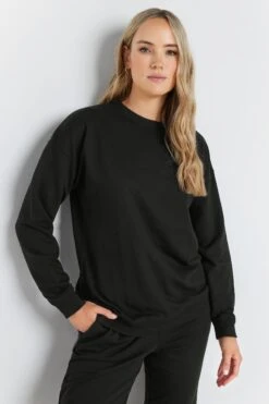 LTS Tall Black Sweatshirt & Jogger Set 10 LTS Tall Black Sweatshirt & Jogger Set -Evans Boutique 61bc53d6 b2da 4a 353494 C