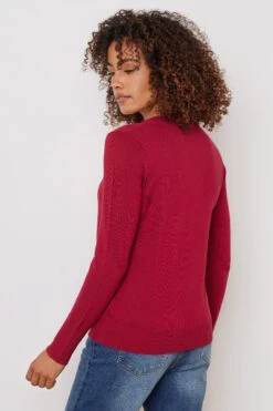 M&Co Red V-Neck Long Sleeve Jumper -Evans Boutique 61d09d9b df74 44 502413 C