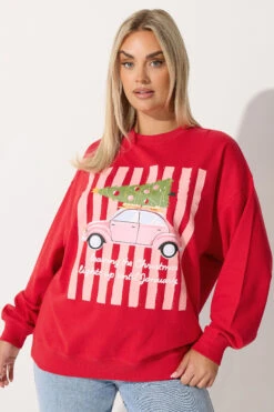 LIMITED COLLECTION Sweat-shirt Graphique Curve Red Christmas Lights