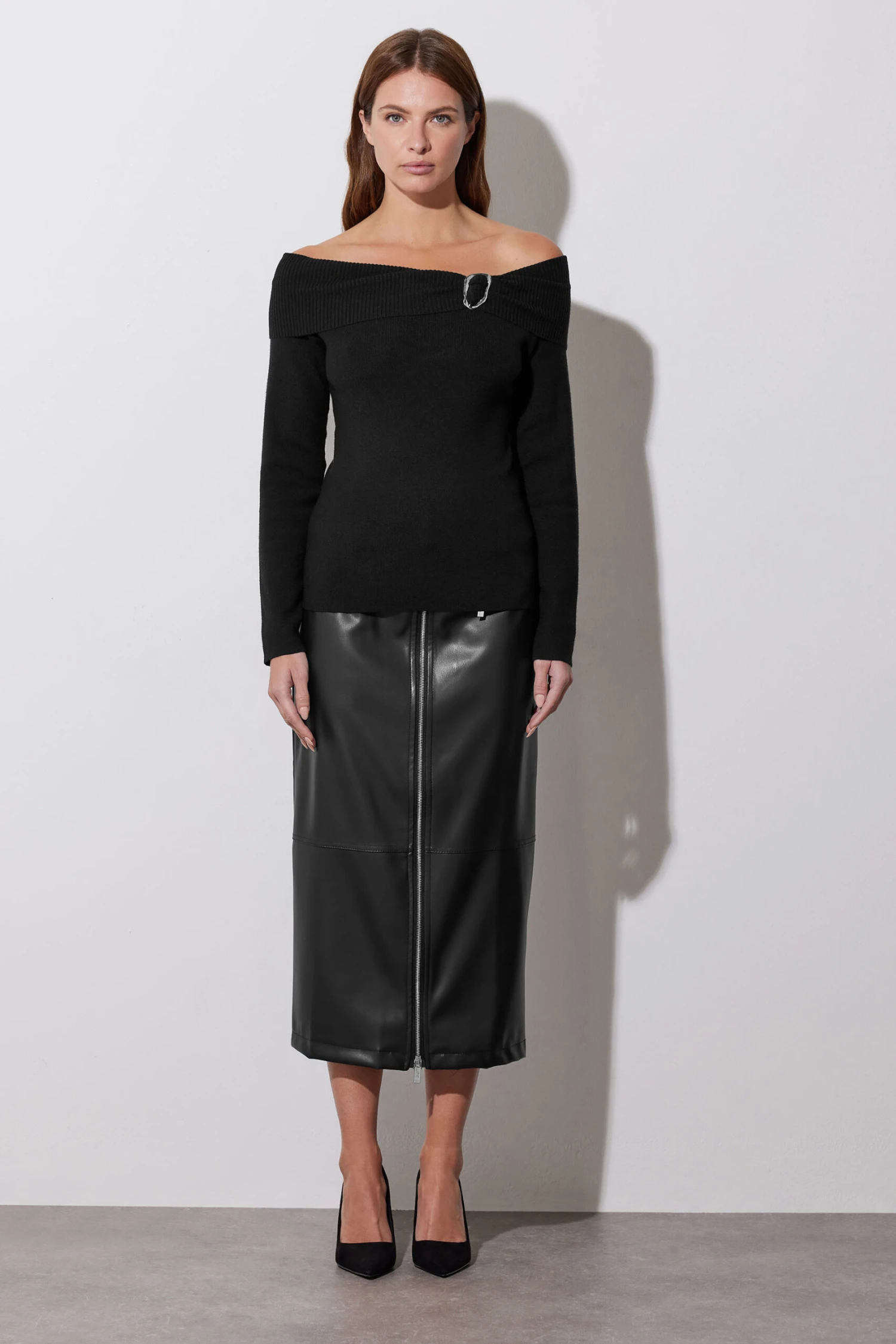 STAR Black Bardot Buckle Detail Jumper 7 STAR Black Bardot Buckle Detail Jumper – Image 5