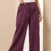 YOURS Curve Pantalon De Jogging Large Rouge Bordeaux -Evans Boutique 6254ccdf 2aaa 40 310210 A