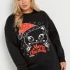 YOURS - Sweatshirt De Noël Chat 'Merry Christmas' -Evans Boutique 625b02d7 b1b1 4f 303821 A
