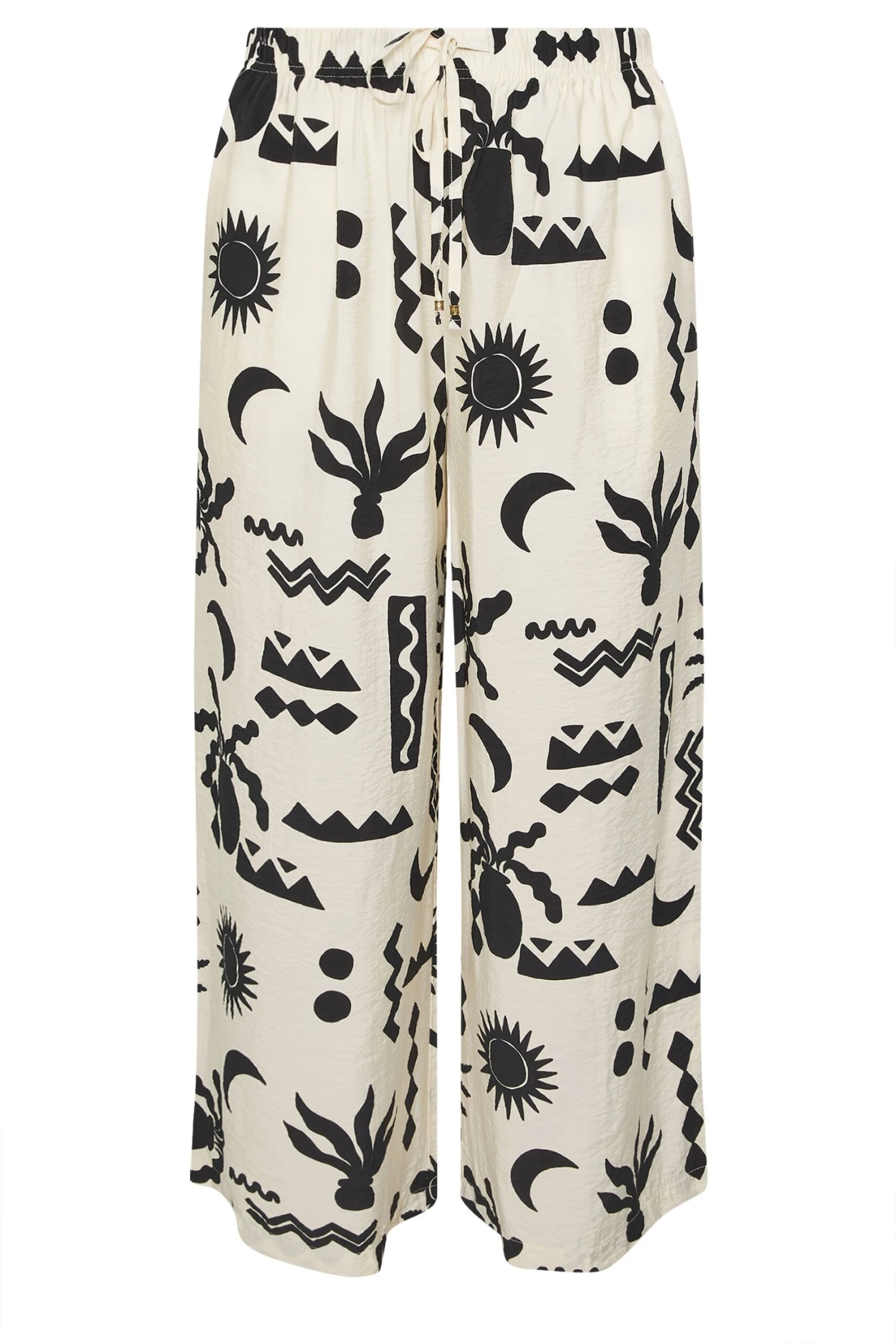 YOURS - Pantalon Wide Leg Crème & Noir Abstrait En Sergé 7 YOURS - Pantalon Wide Leg Crème & Noir Abstrait En Sergé – Image 5