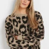 LTS Tall Brown Knitted Leopard Print Jumper -Evans Boutique 62c5f886 ffee 48 355868 A