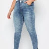 Evans Light Blue Wash Split Hem Skinny Jeans