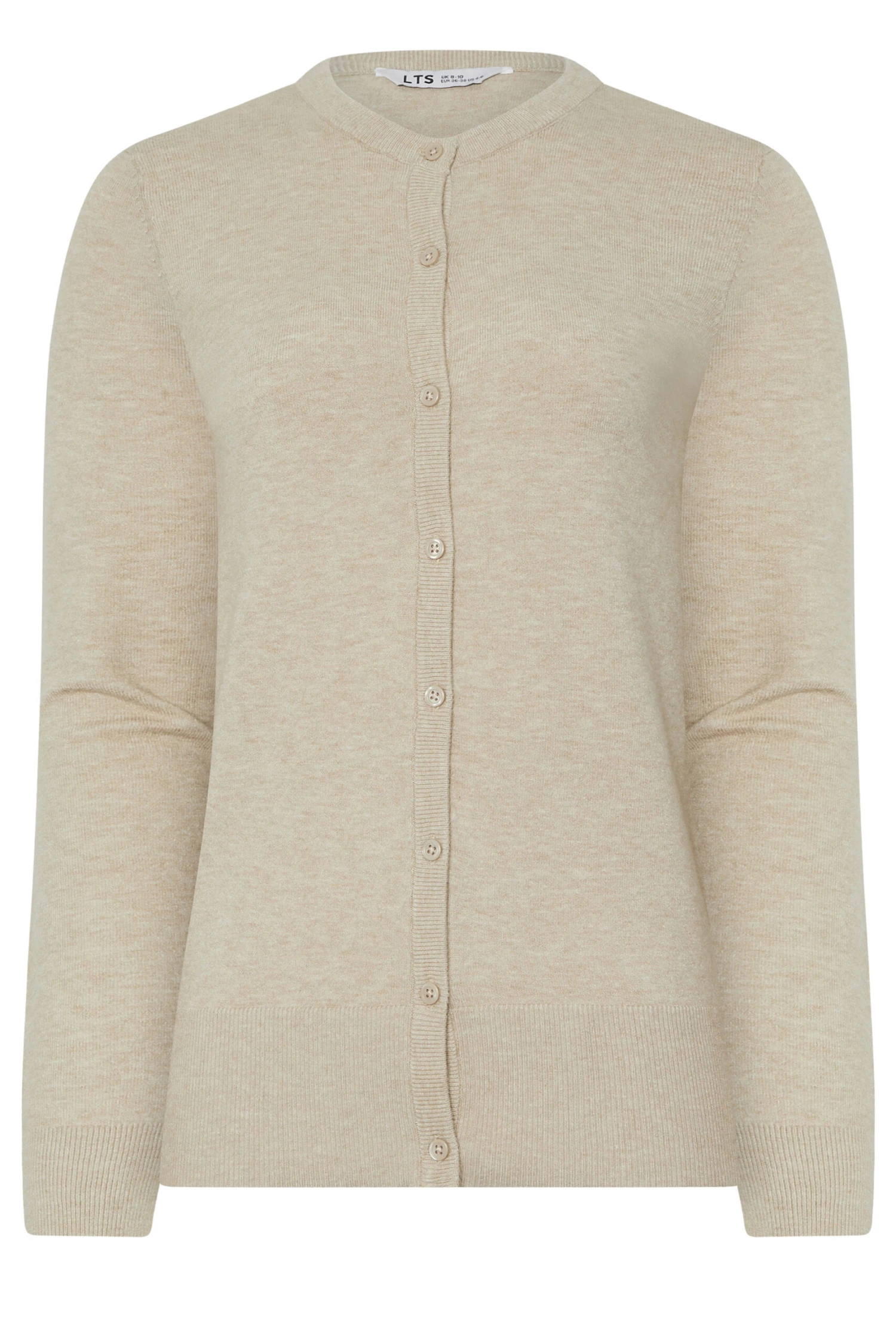 LTS Tall Cream Marl Crew Neck Button Cardigan 8 LTS Tall Cream Marl Crew Neck Button Cardigan – Image 6