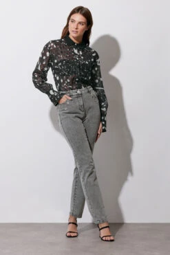 STAR Grey Eyelet Stud Boyfriend Jeans