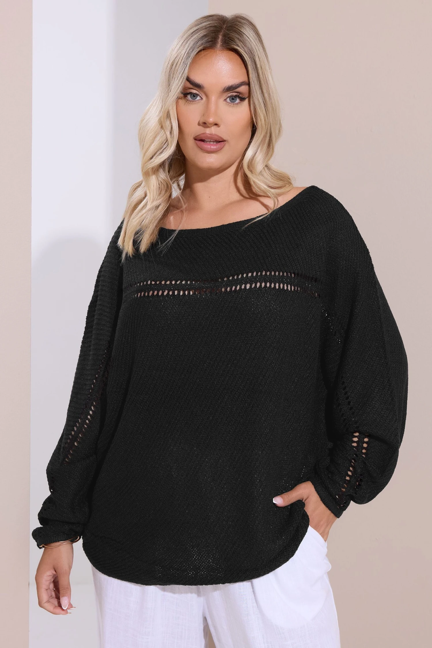 YOURS - Pull Noir En Maille Manches Chauve-Souris 3 YOURS - Pull Noir En Maille Manches Chauve-Souris