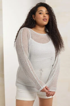 YOURS - Pull Gris Métallique En Crochet