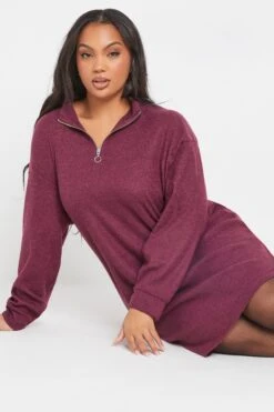 YOURS Curve Robe Pull Côtelée Rose Foncé à Col Zippé 10 YOURS Curve Robe Pull Côtelée Rose Foncé à Col Zippé -Evans Boutique 6348cf12 f6be 4b 303889 A