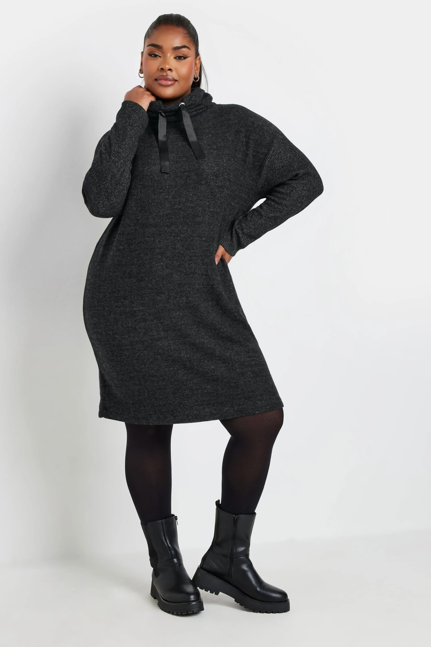 YOURS - Robe-Pull Noire Toucher Doux En Jersey Manches Longues 3 YOURS - Robe-Pull Noire Toucher Doux En Jersey Manches Longues