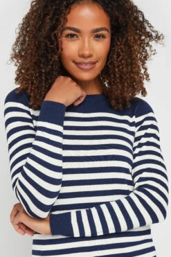 M&Co Navy Blue & White Stripe Print Jumper 12 M&Co Navy Blue & White Stripe Print Jumper -Evans Boutique 63b31e91 df6c 4a 502094 D