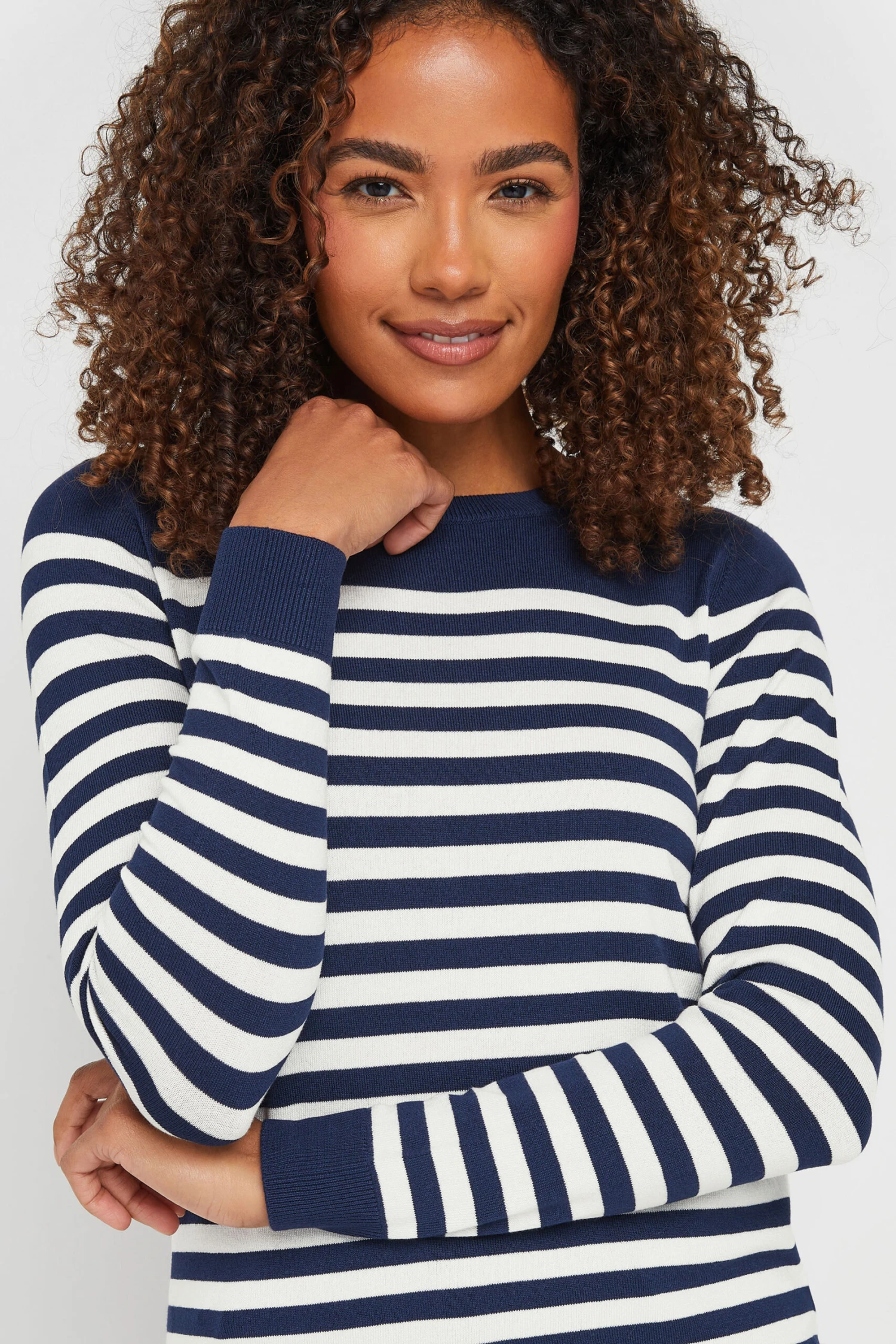 M&Co Navy Blue & White Stripe Print Jumper 7 M&Co Navy Blue & White Stripe Print Jumper – Image 5