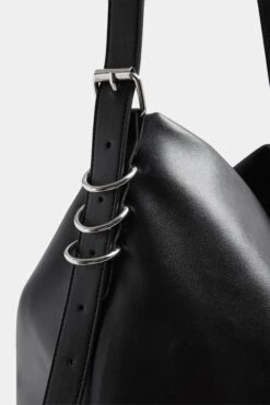 Black Faux Leather Slouched Shoulder Bag -Evans Boutique 63bf4d6c 59ec 43 246599 P2