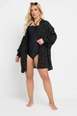 YOURS - Chemisier De Plage Noir Métallique -Evans Boutique 6402e0dc 15c5 42 150571 E